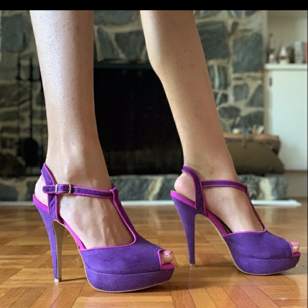 Purple Elle T Strap platform heels